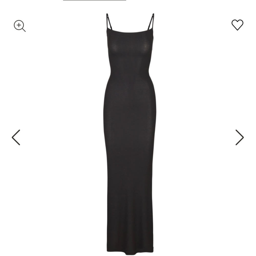 SKIMS Black Bodycon Maxi Dress with Spaghetti Straps